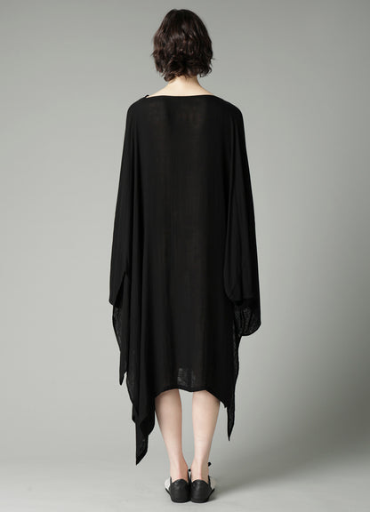 Ry DOUBLE LAYER GAUZE V NECK SLIT DRESS