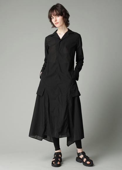 RECYCLE Ny PLAIN WEAVE NOTCHED SHIRT COLLAR DRESS