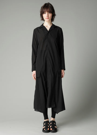 RECYCLE Ny PLAIN WEAVE NOTCHED SHIRT COLLAR DRESS