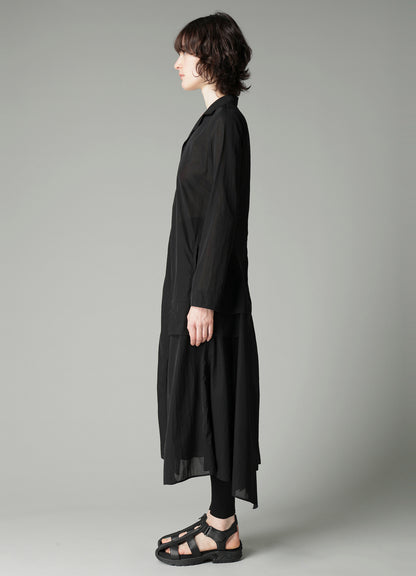 RECYCLE Ny PLAIN WEAVE NOTCHED SHIRT COLLAR DRESS