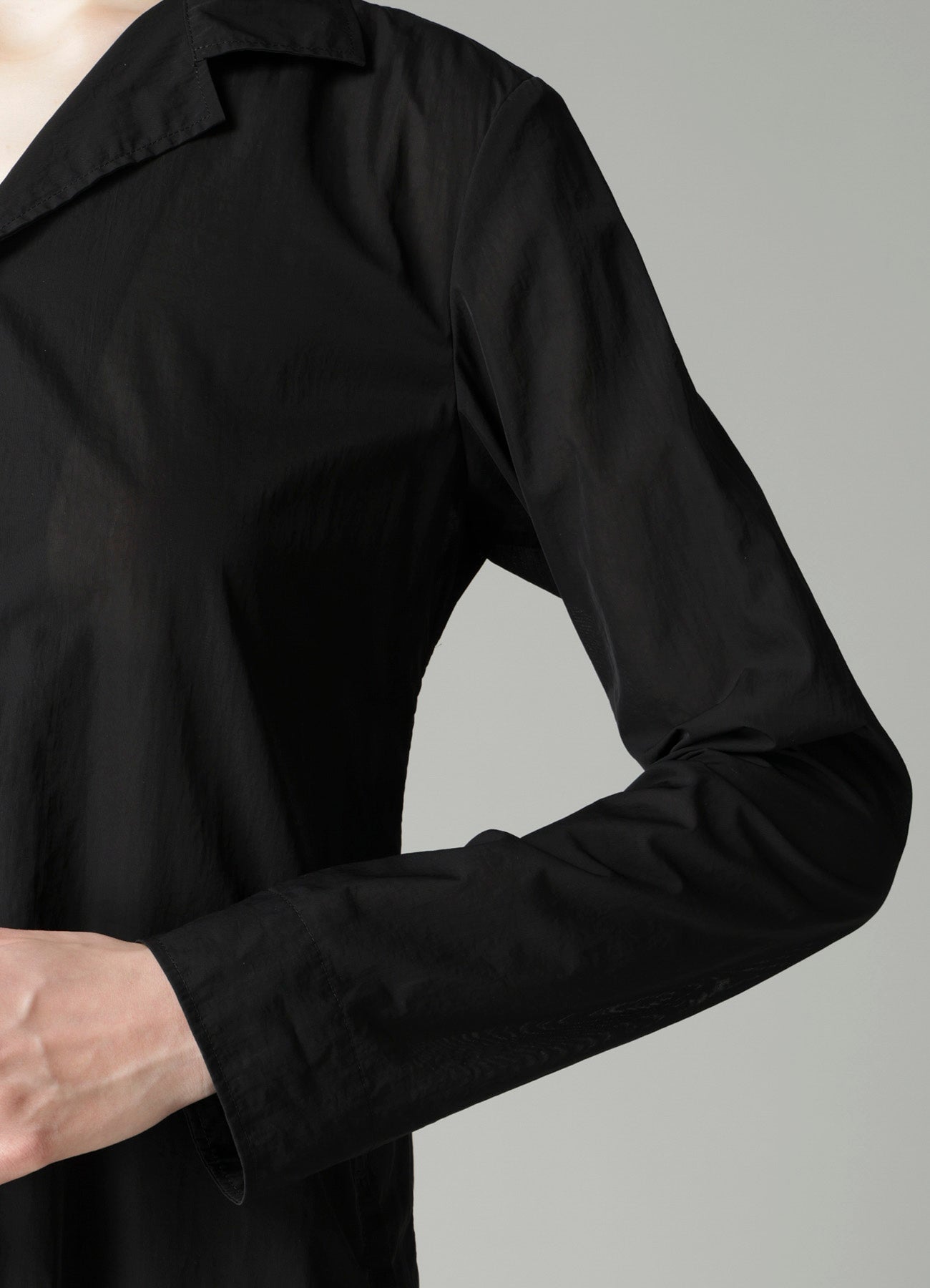 RECYCLE Ny PLAIN WEAVE NOTCHED SHIRT COLLAR DRESS