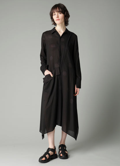 DAMAGED DOT L R DRAPE DETAIL SHIRT DRESS