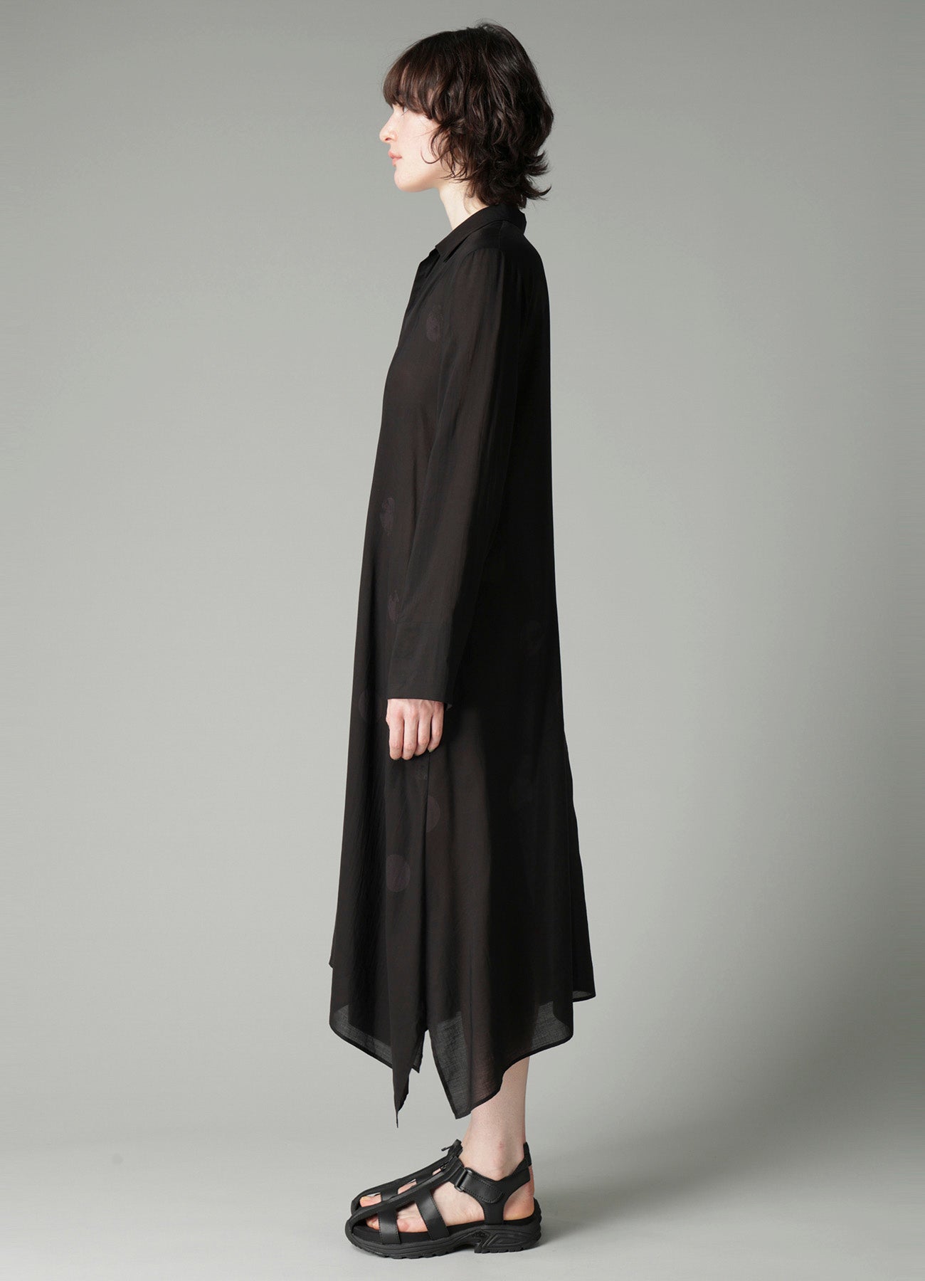 DAMAGED DOT L R DRAPE DETAIL SHIRT DRESS