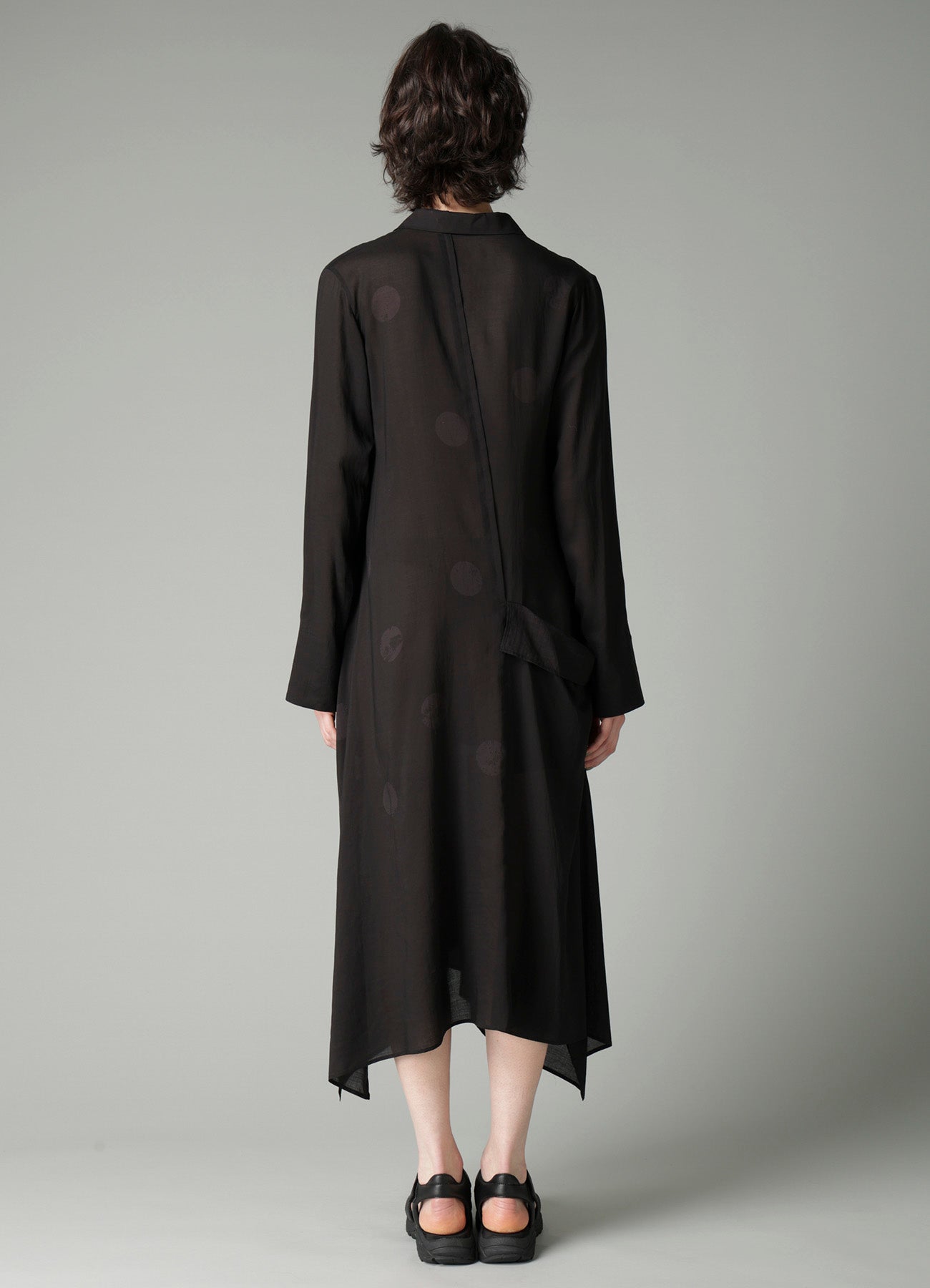 DAMAGED DOT L R DRAPE DETAIL SHIRT DRESS