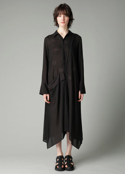 DAMAGED DOT L R DRAPE DETAIL SHIRT DRESS
