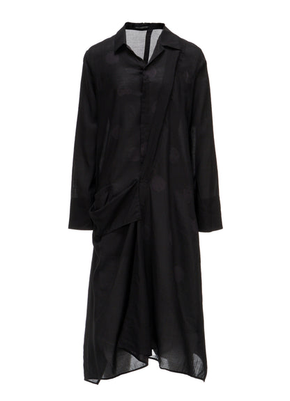 DAMAGED DOT L R DRAPE DETAIL SHIRT DRESS