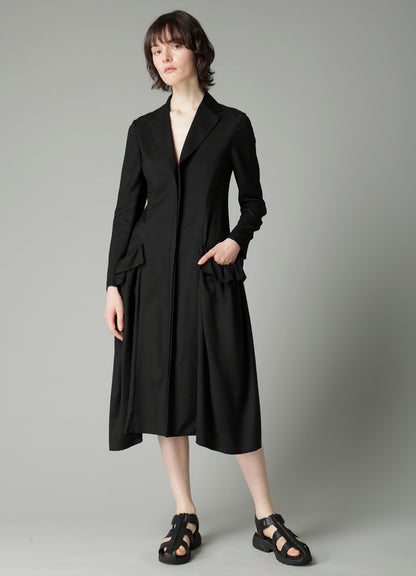 VISCOSE TWILL SIDE GATHER DETAIL ZIP DRESS