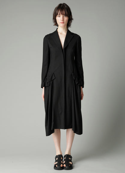 VISCOSE TWILL SIDE GATHER DETAIL ZIP DRESS