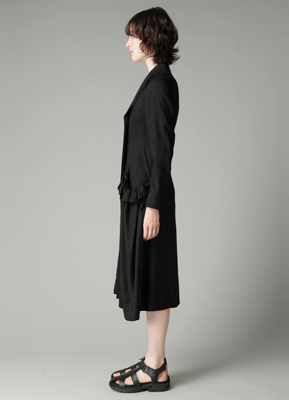 VISCOSE TWILL SIDE GATHER DETAIL ZIP DRESS