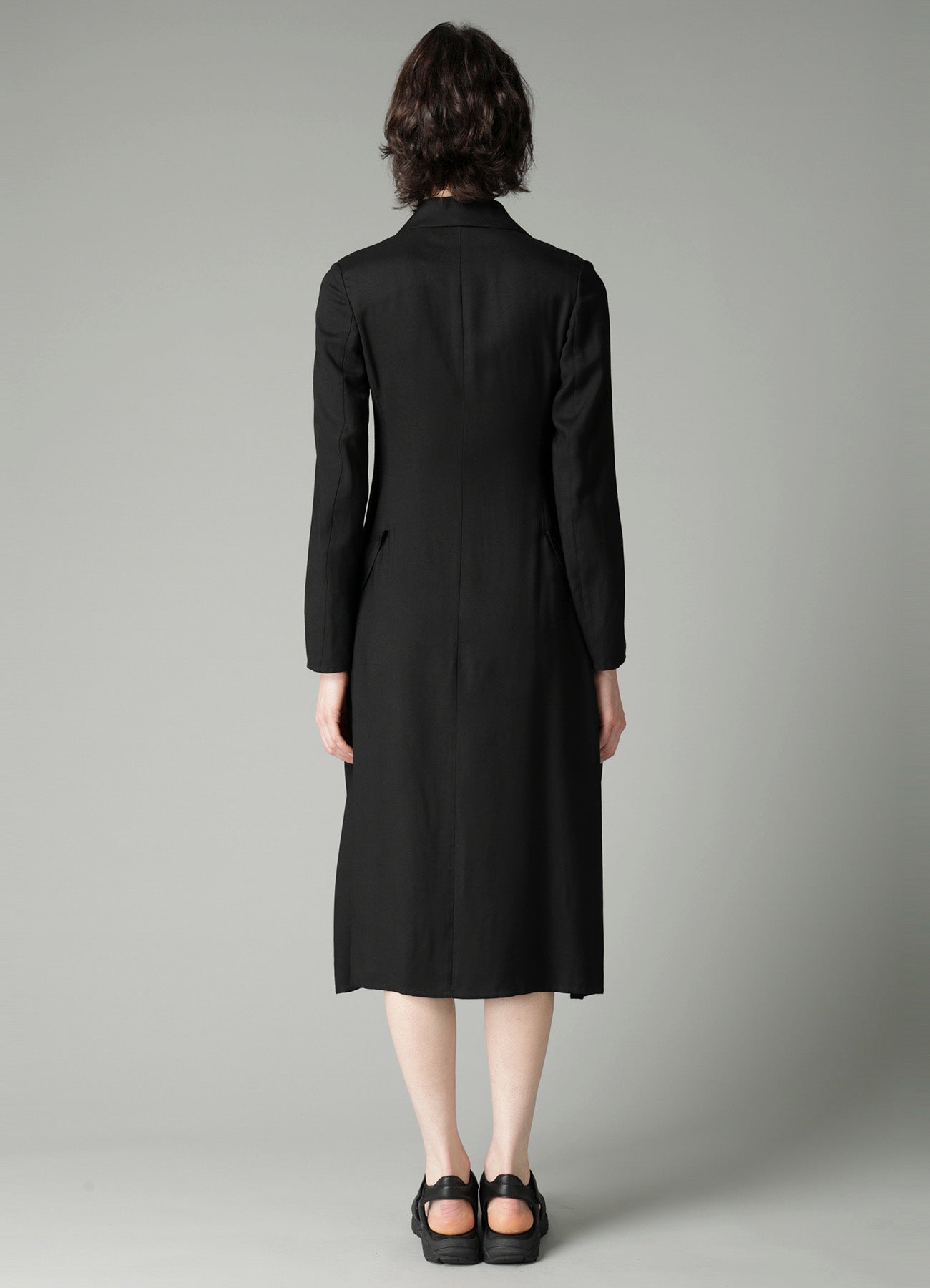 VISCOSE TWILL SIDE GATHER DETAIL ZIP DRESS