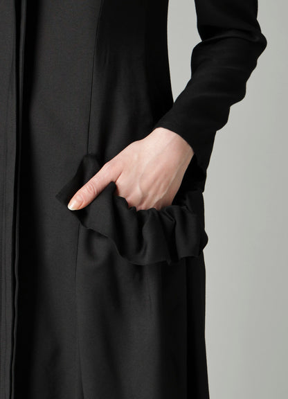 VISCOSE TWILL SIDE GATHER DETAIL ZIP DRESS