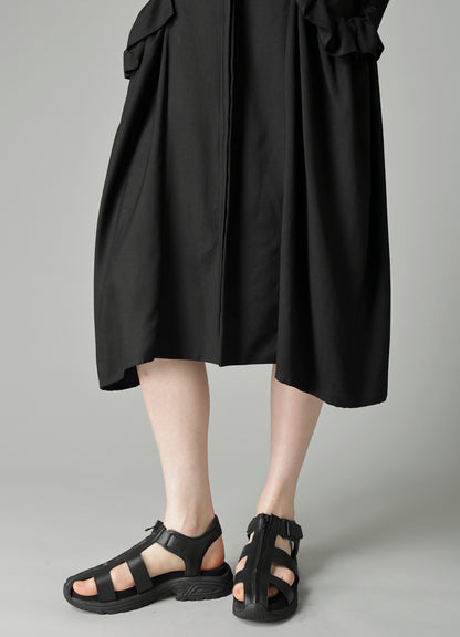 VISCOSE TWILL SIDE GATHER DETAIL ZIP DRESS