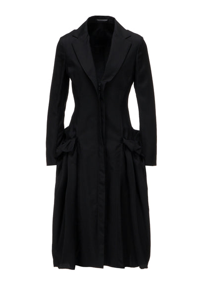 VISCOSE TWILL SIDE GATHER DETAIL ZIP DRESS