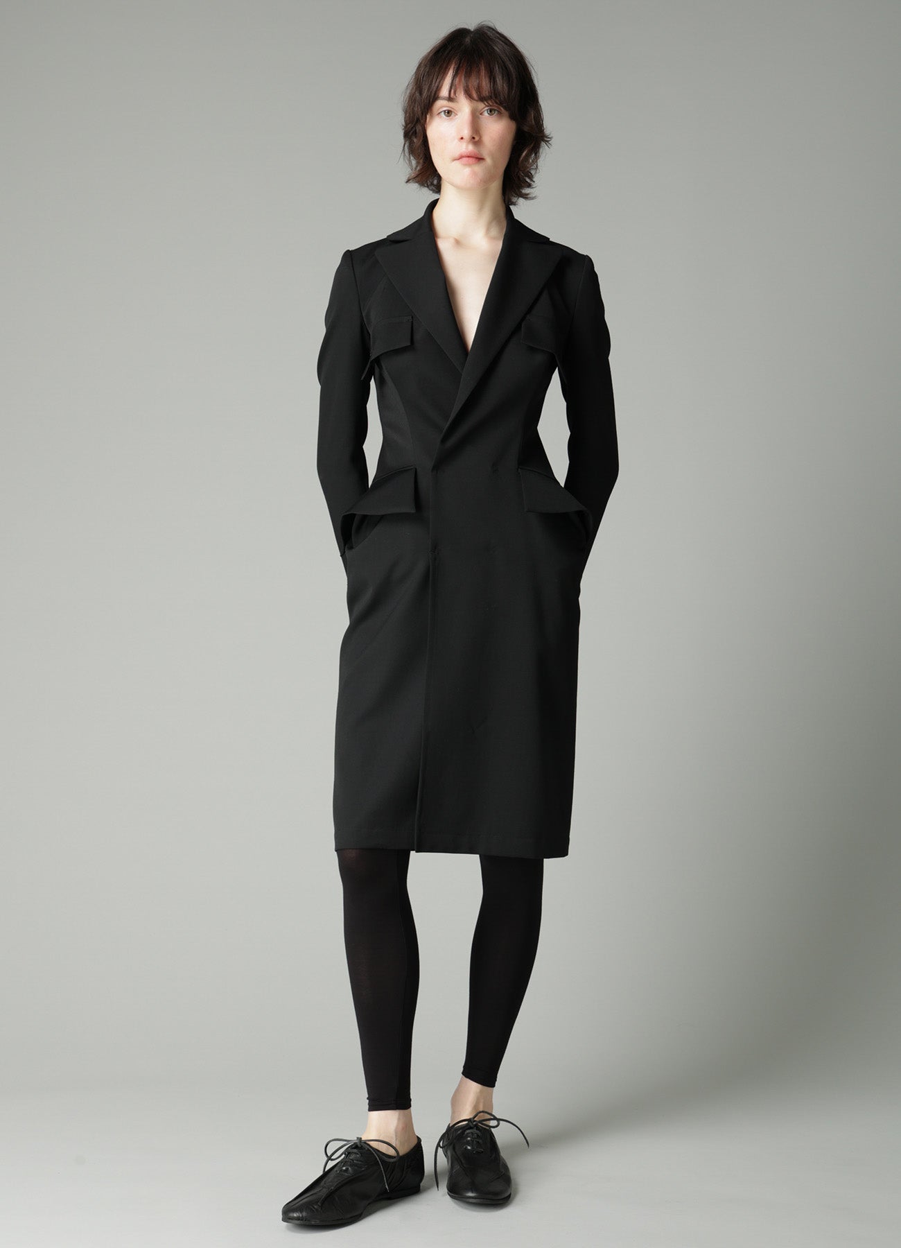 GABARDINE FLAP DETAIL SLIM DRESS