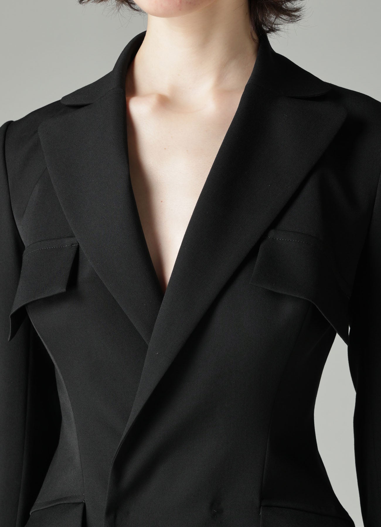 GABARDINE FLAP DETAIL SLIM DRESS