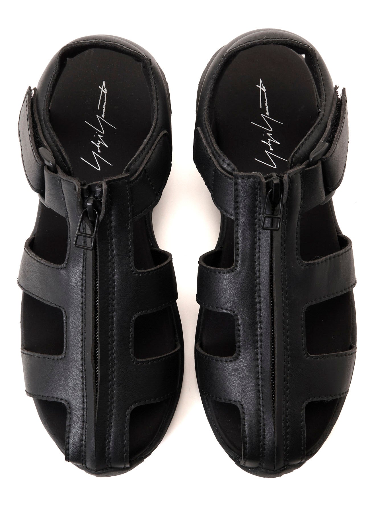 Pu LEATHER FRONT ZIP SANDALS
