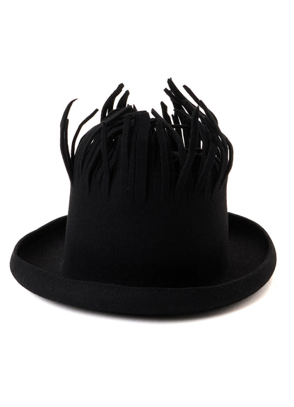 WOOL FELT BK TOP FRINGE HAT A