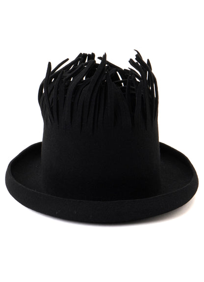 WOOL FELT BK TOP FRINGE HAT A