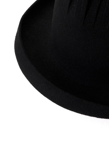WOOL FELT BK TOP FRINGE HAT A