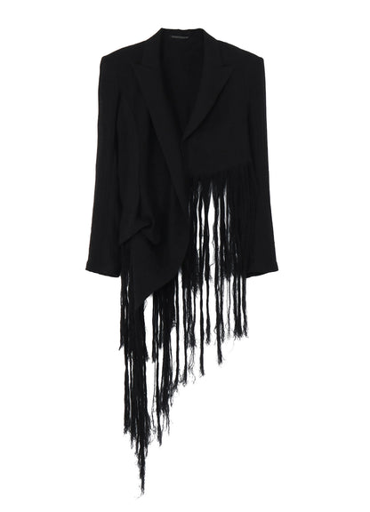 CRINKLE Li GAUZE HEM LINE FRINGE POINT ASM JACKET