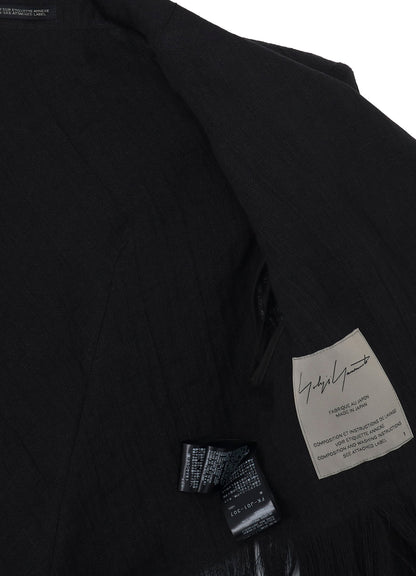 CRINKLE Li GAUZE HEM LINE FRINGE POINT ASM JACKET