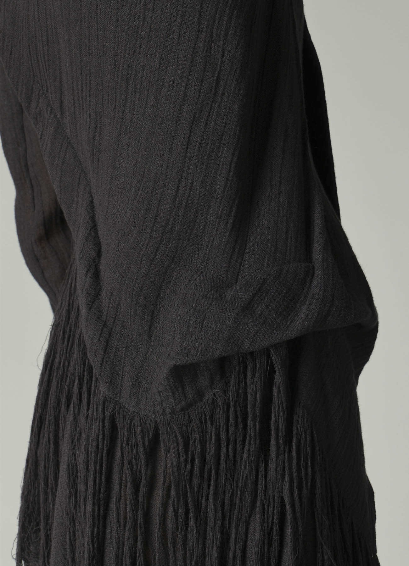 CRINKLE Li GAUZE HEM LINE FRINGE POINT ASM JACKET