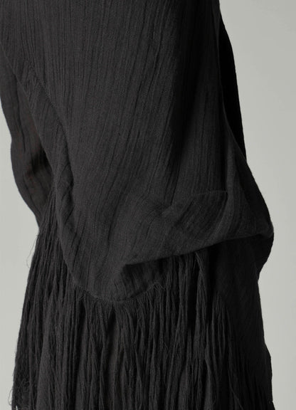 CRINKLE Li GAUZE HEM LINE FRINGE POINT ASM JACKET