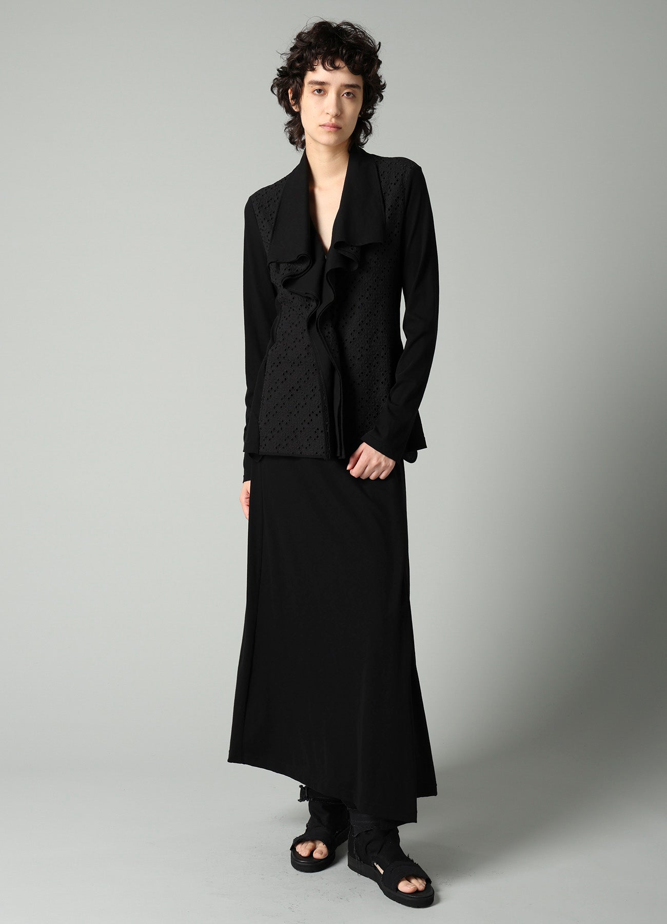 COTTON SINGLE JERSEY DRAPED JACKET