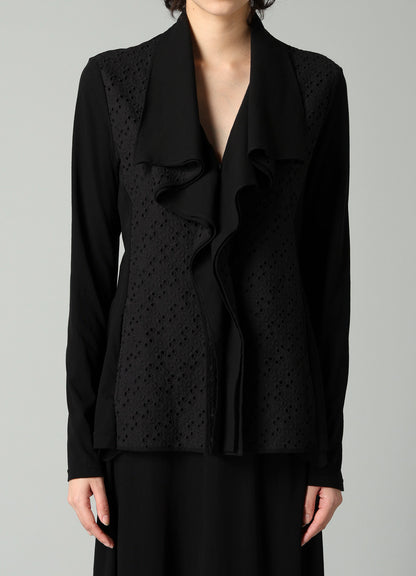 COTTON SINGLE JERSEY DRAPED JACKET