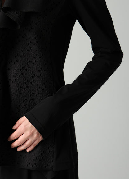 COTTON SINGLE JERSEY DRAPED JACKET