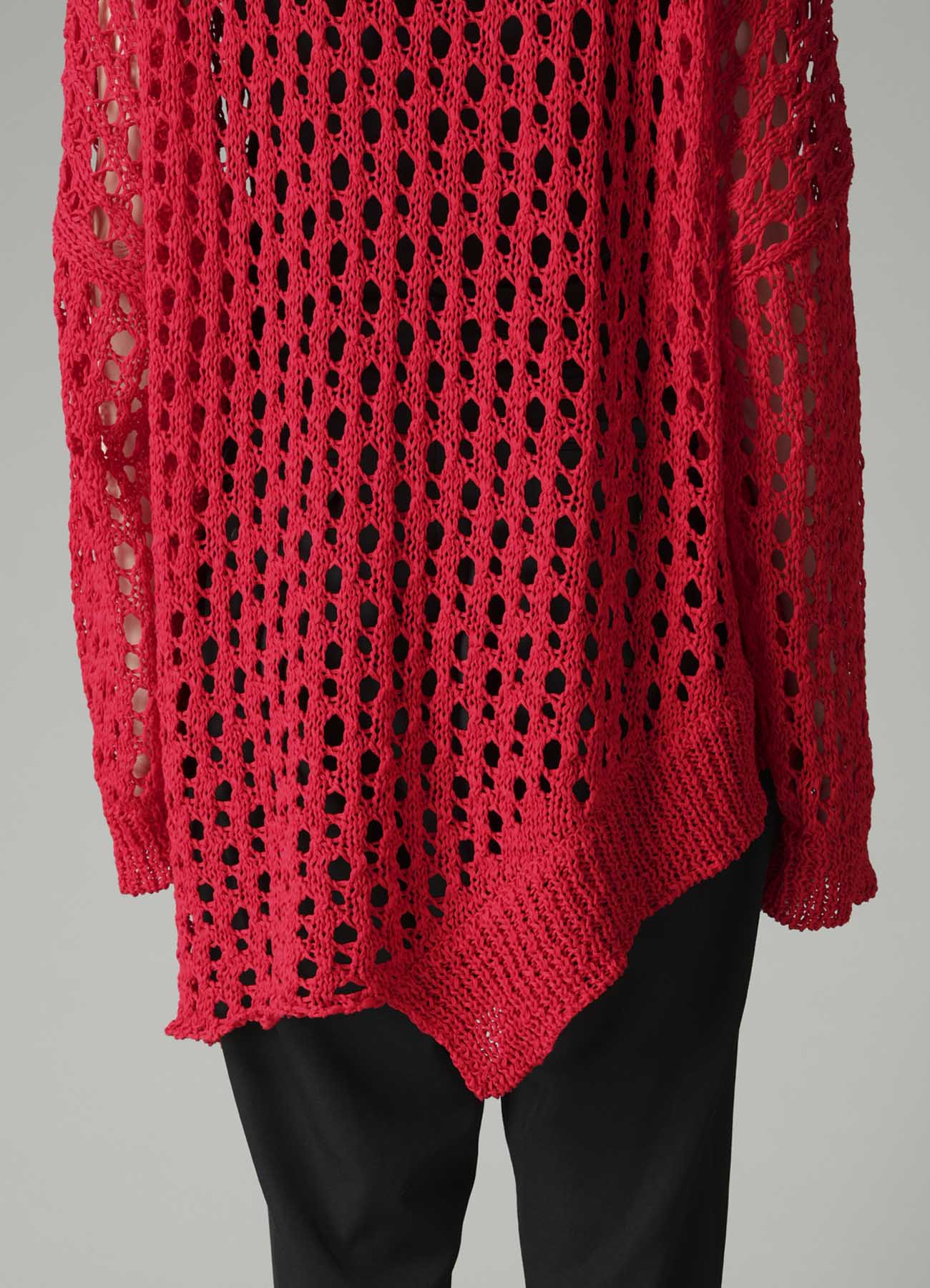 OPENWORK KNIT ROUND NECK PULLOVER