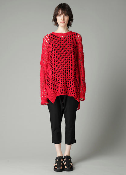 OPENWORK KNIT ROUND NECK PULLOVER