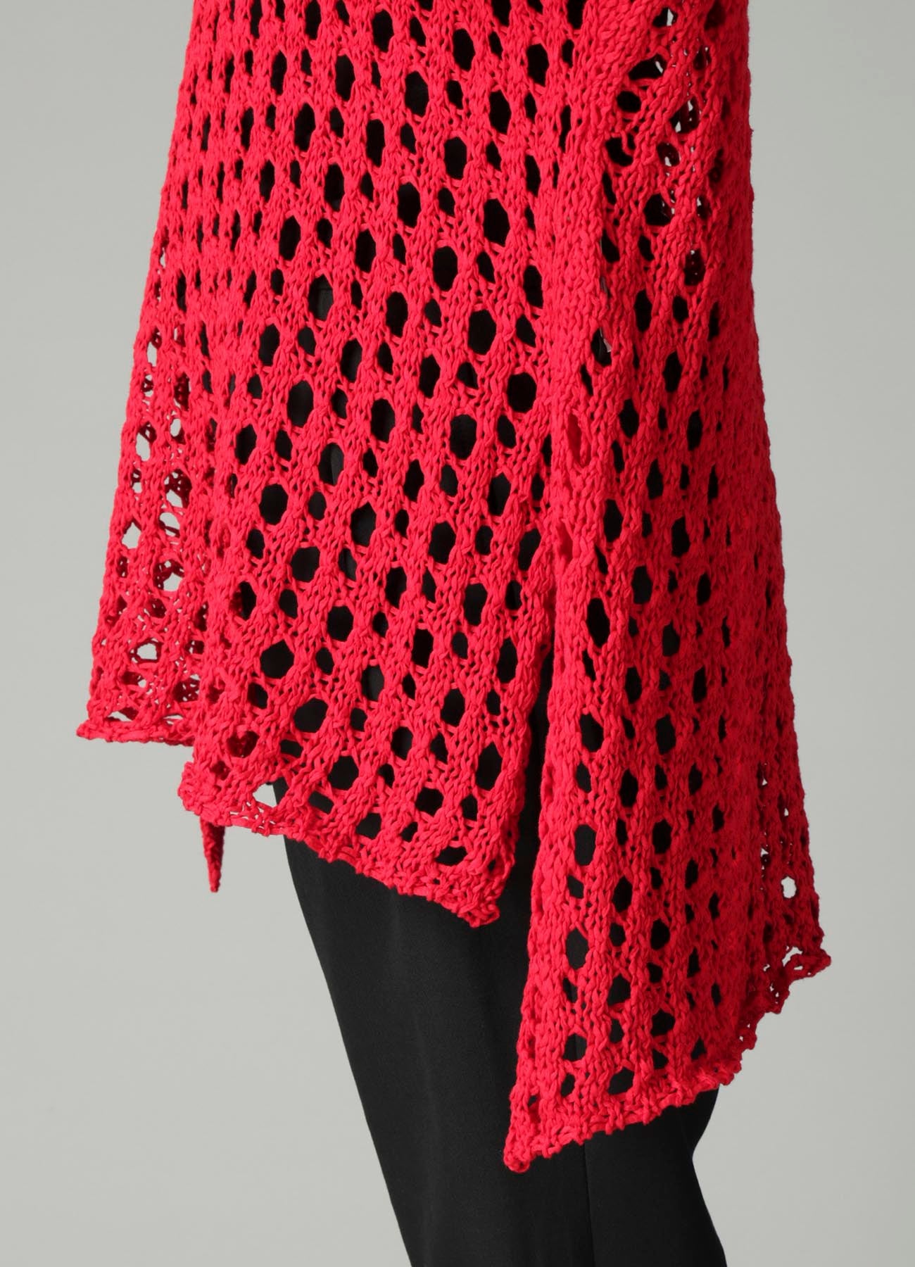 OPENWORK KNIT ROUND NECK PULLOVER