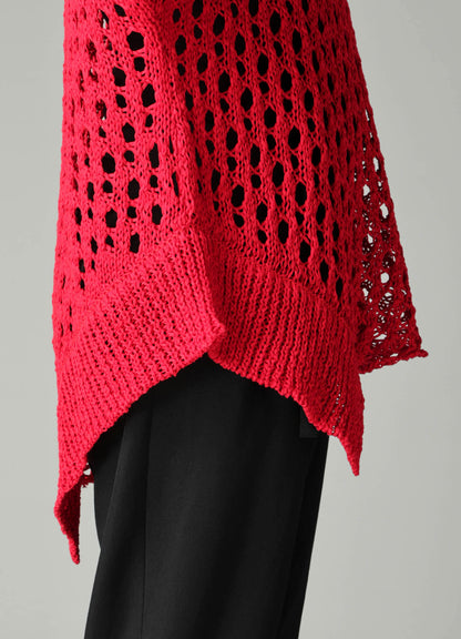OPENWORK KNIT ROUND NECK PULLOVER