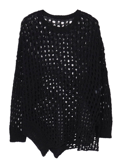 OPENWORK KNIT ROUND NECK PULLOVER