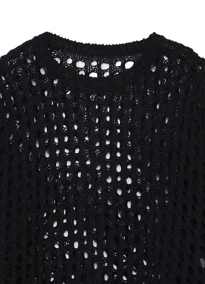 OPENWORK KNIT ROUND NECK PULLOVER