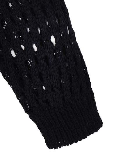 OPENWORK KNIT ROUND NECK PULLOVER