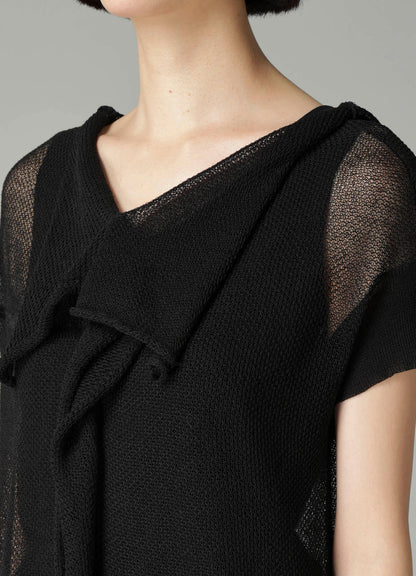 TUCK STITCH DRAPED PULLOVER