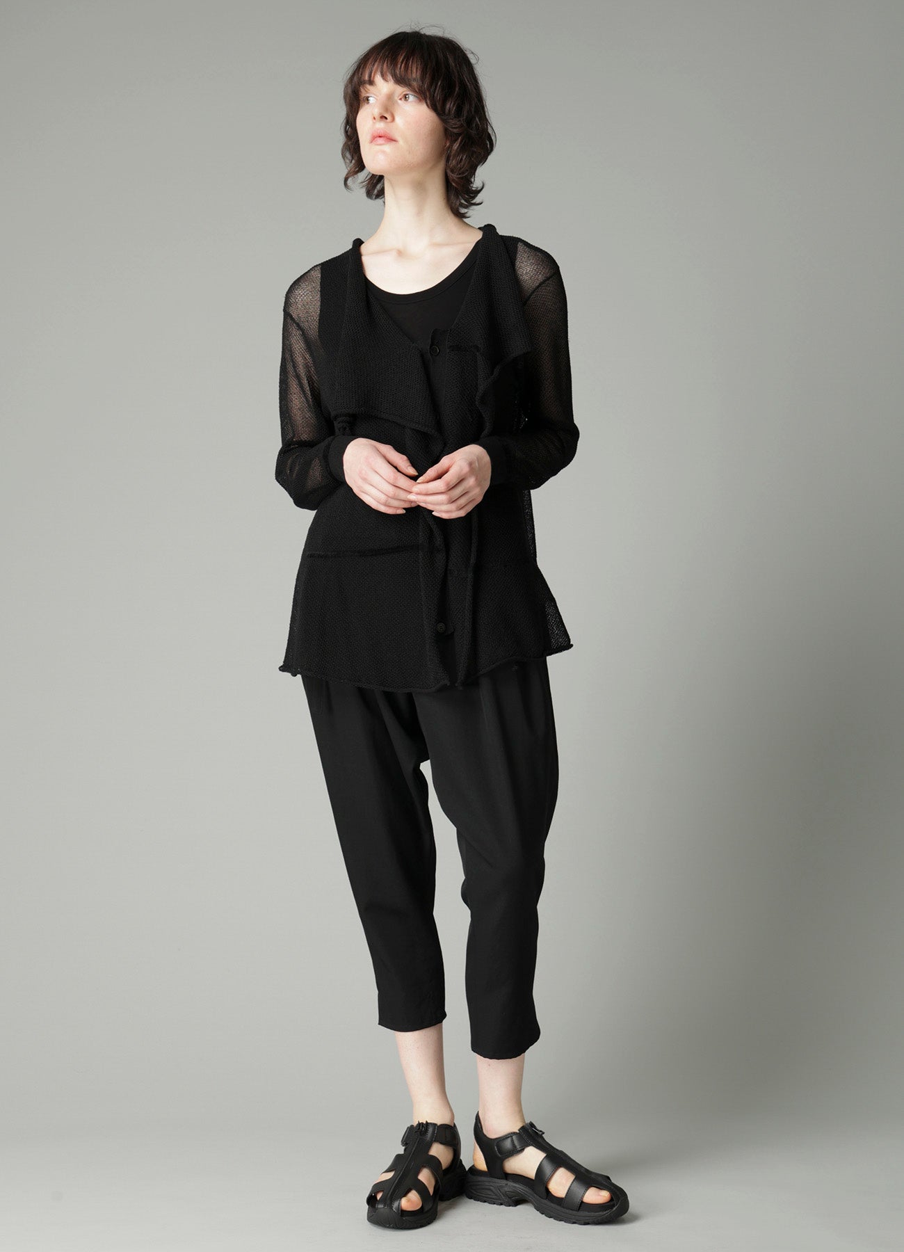 TUCK STITCH DRAPED CARDIGAN