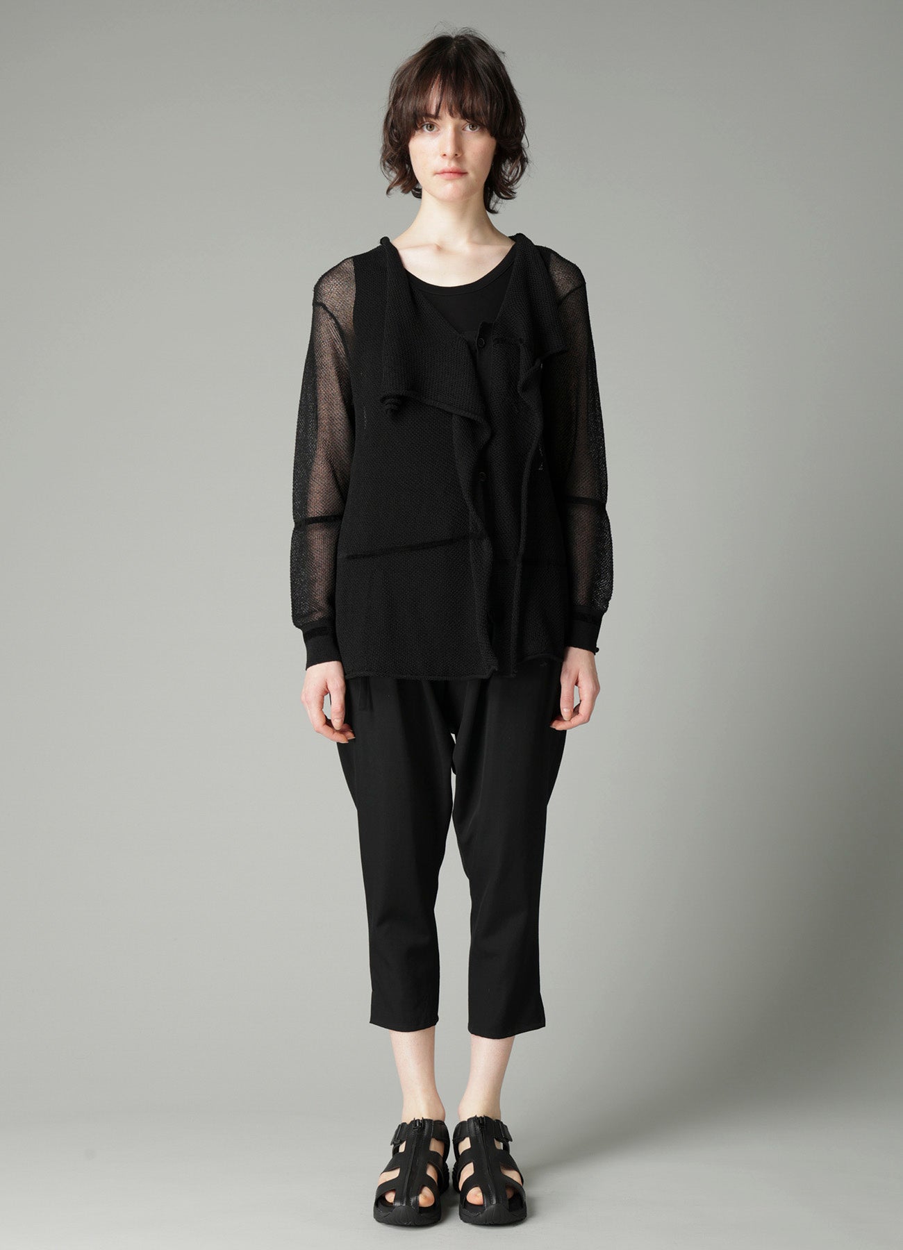 TUCK STITCH DRAPED CARDIGAN