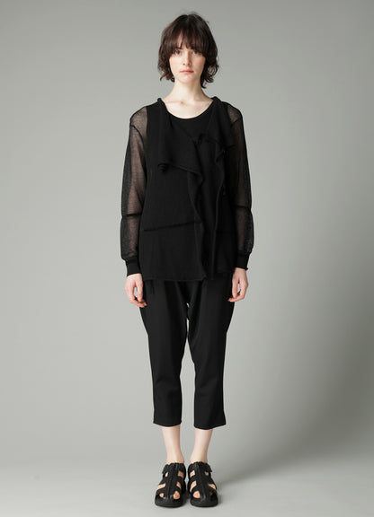 TUCK STITCH DRAPED CARDIGAN