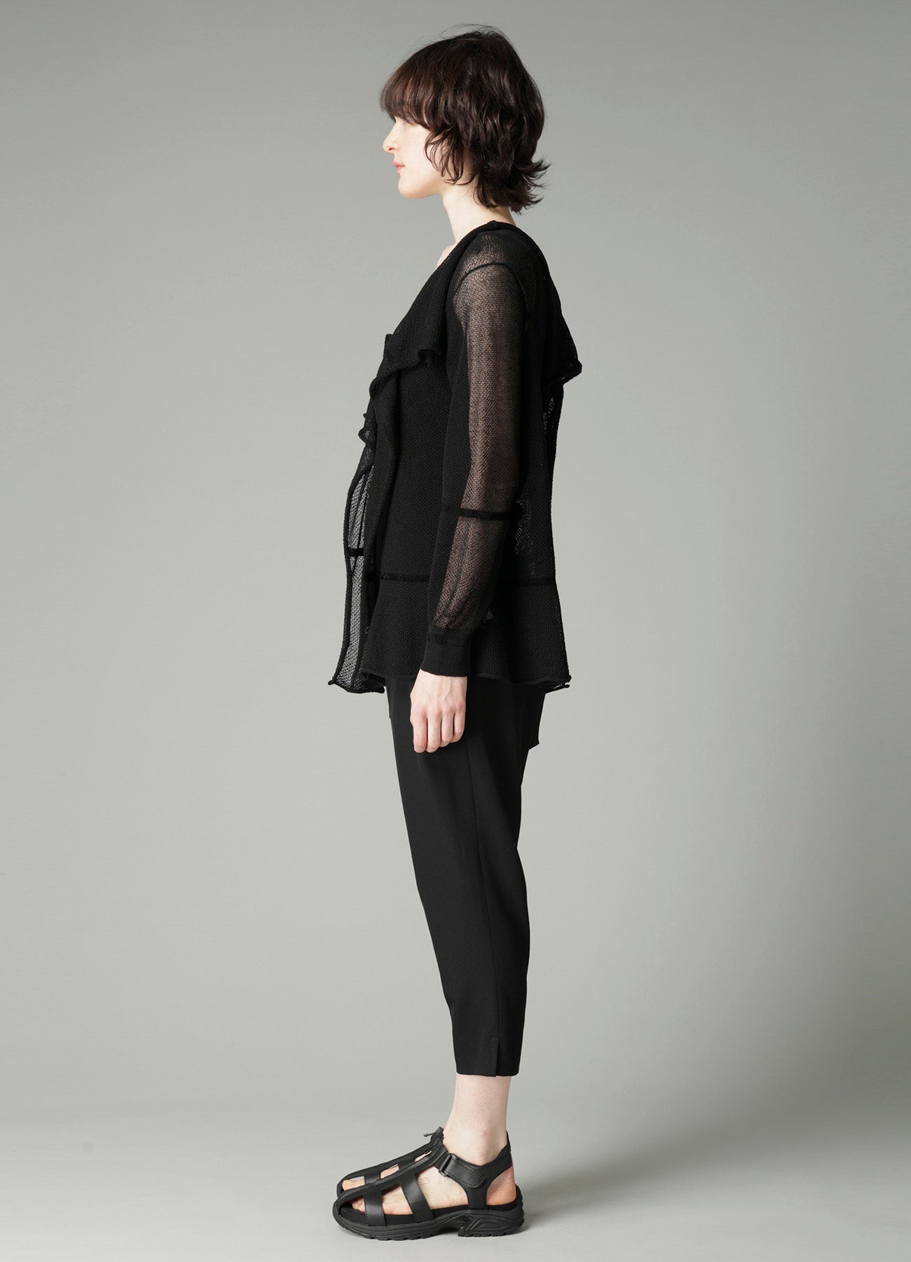 TUCK STITCH DRAPED CARDIGAN