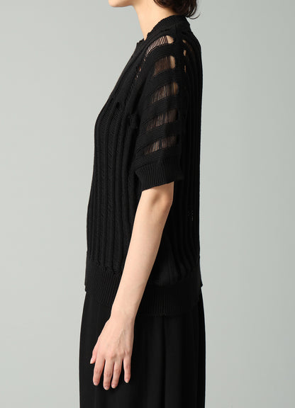 OFFSET PATTERN SHORT SLV PULLOVER