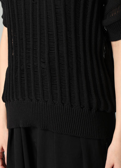 OFFSET PATTERN SHORT SLV PULLOVER