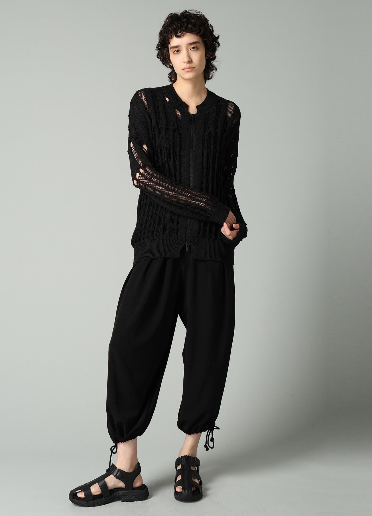 OFFSET PATTERN KNIT BLOUSON