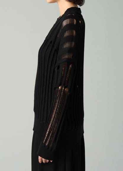 OFFSET PATTERN KNIT BLOUSON