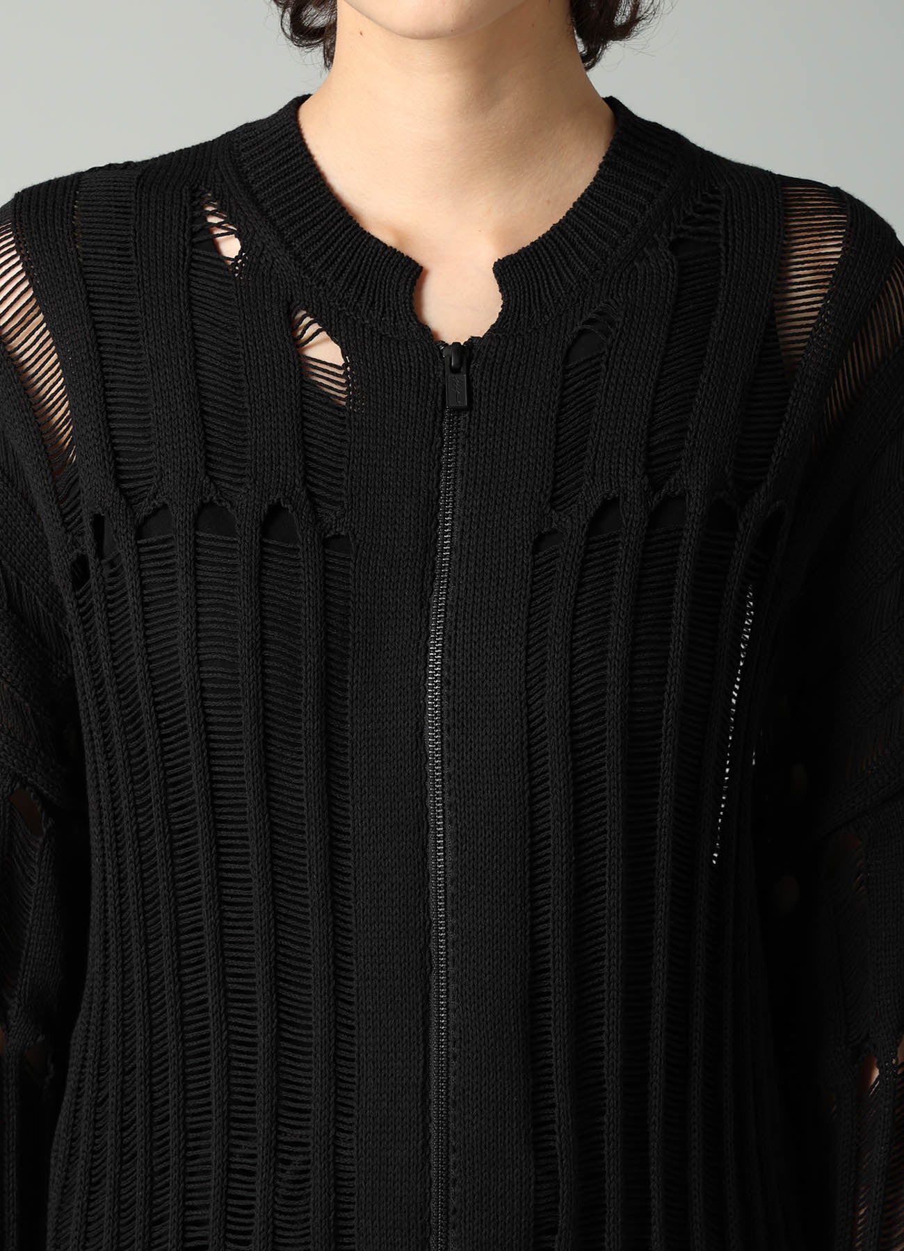 OFFSET PATTERN KNIT BLOUSON