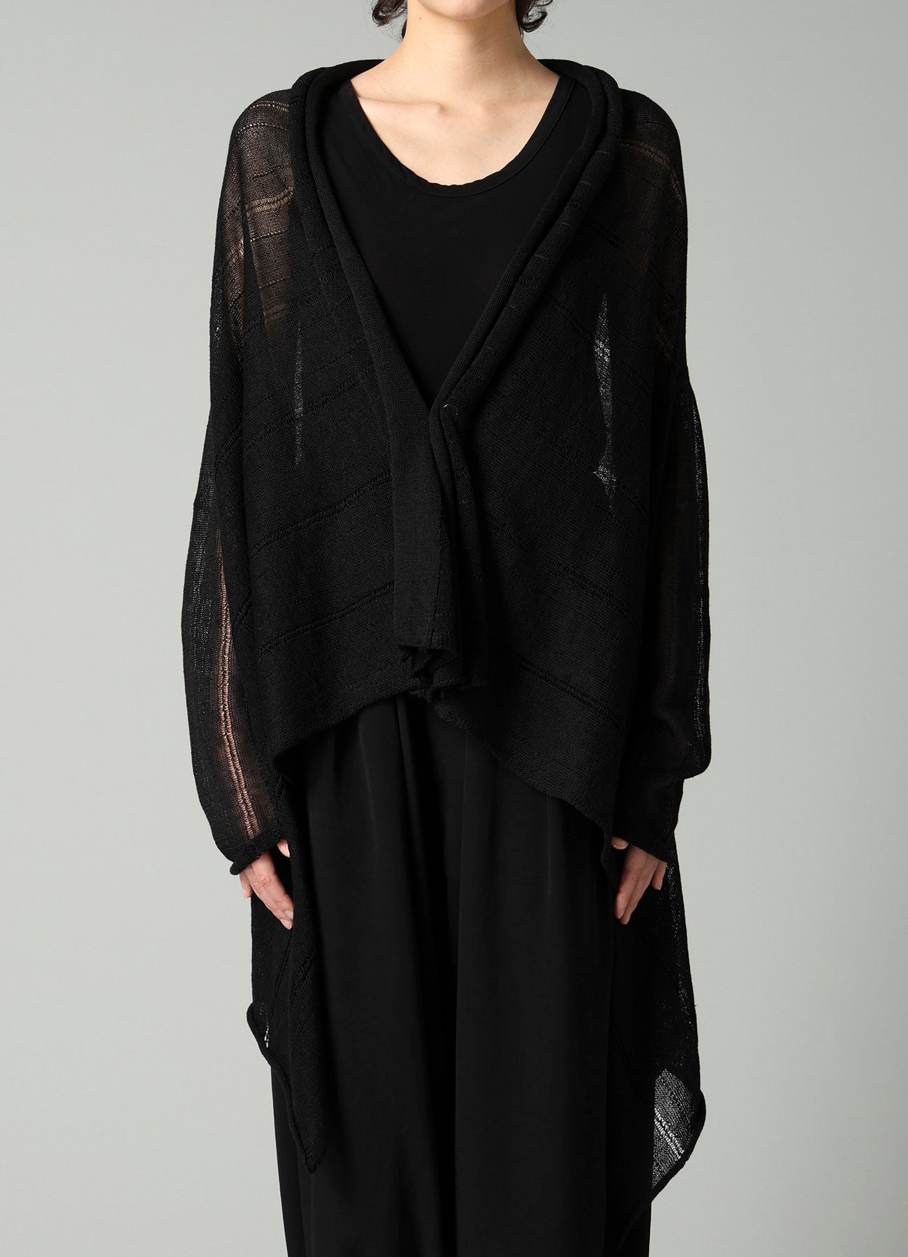STRIPE PATTERN DRAPED CARDIGAN