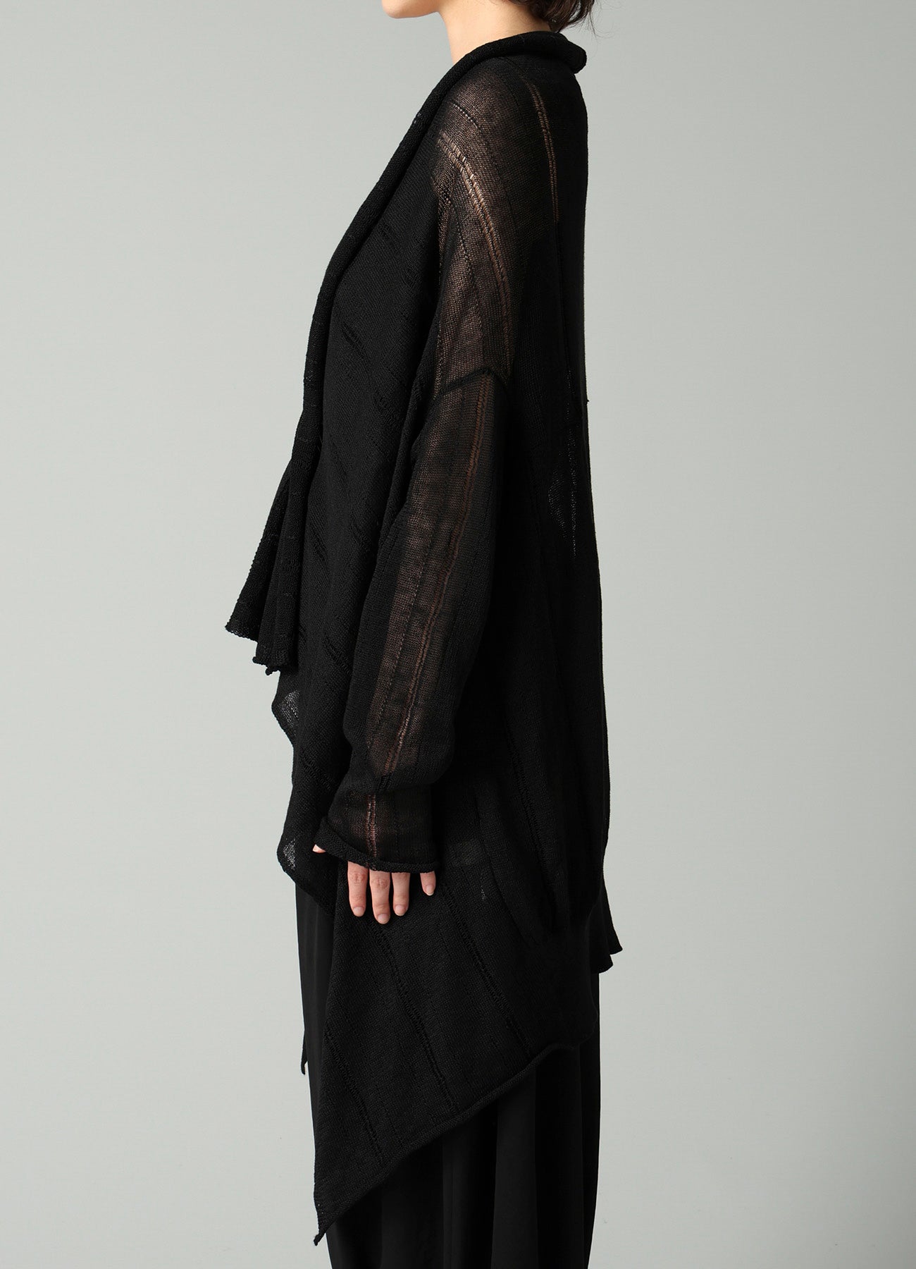 STRIPE PATTERN DRAPED CARDIGAN