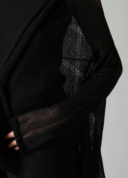 STRIPE PATTERN DRAPED CARDIGAN